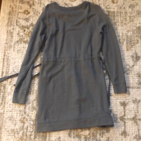 Cute Athleta Sweatshirt Dress, Tie Waist, Army Green - Picture 5 of 5